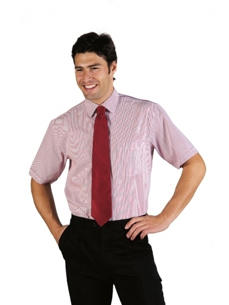 Camicia da lavoro unisex a righe manica corta personalizzata Isacco