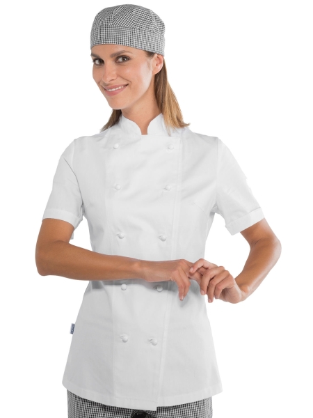 Giacca personalizzata Lady Chef con i bottoni manica corta isacco