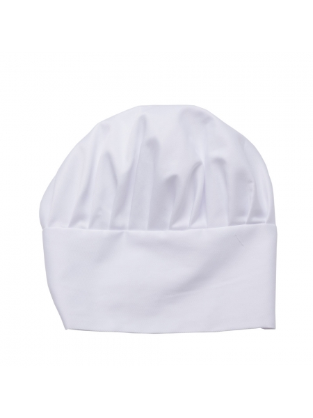 Cappello da chef elasticizzato bianco in poliestere e cotone