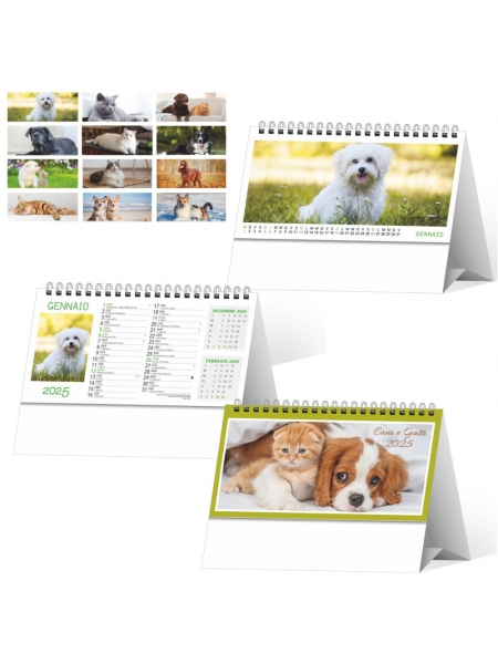 Calendario da tavolo trimestrale Cani e Gatti - 12 fogli