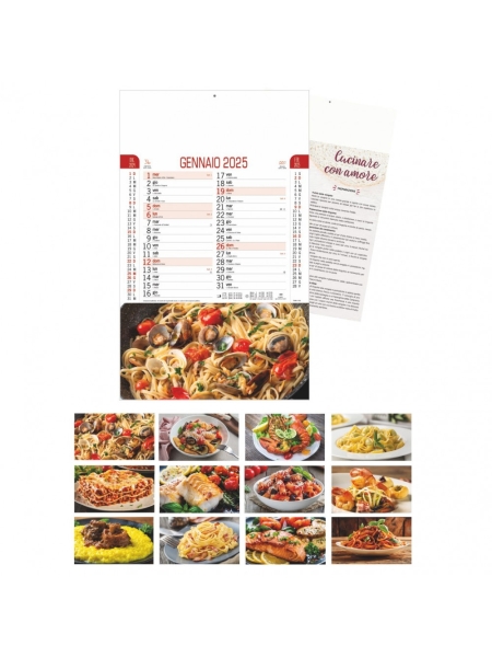 Calendari personalizzati in carta patinata a tema Gastronomia 28,8x47 cm