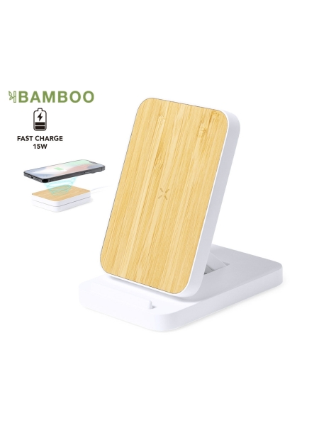 Caricatore wireless Meller in bamboo e ABS