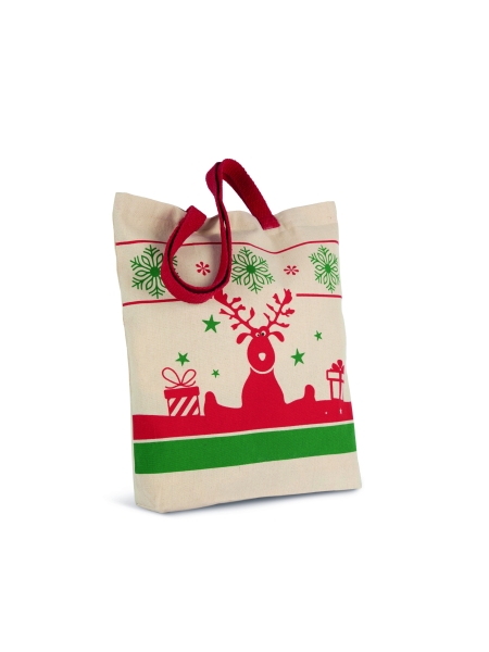 Shopper in cotone personalizzata Ki-mood con motivi natalizi