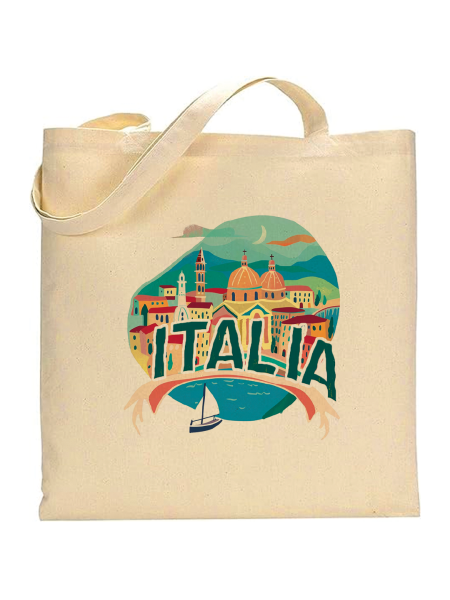 Shopper in cotone naturale 38 x 42 con grafica originale con Logo Originale Italia