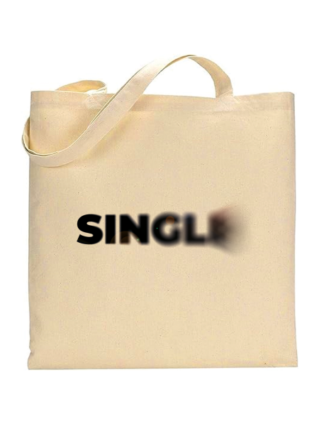 Shopper in cotone naturale 38 x 42 con grafica originale addio al celibato single