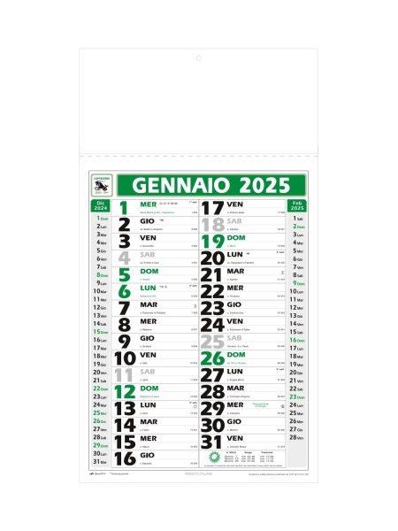 Calendario olandese mensile personalizzato Mini 24.5 x 44.5 cm