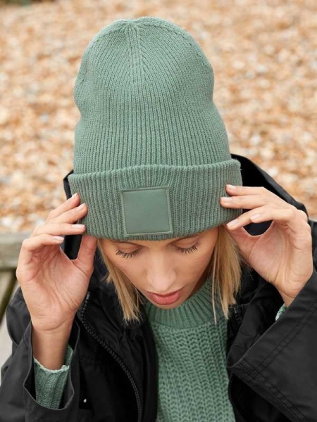 Cappellini invernale personalizzabile Beechfield Deep Cuffed Tonal Patch Beanie