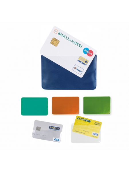 Porta carte con sistema antitruffa RFID in PVC rigido (1 pezzi) con adesivo  per retro smartphone ed elastico