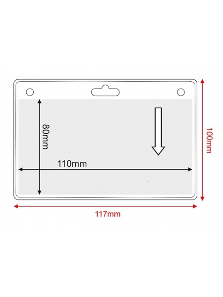 Porta badge in plastica rigida trasparente opaco cm.5,6x9,1