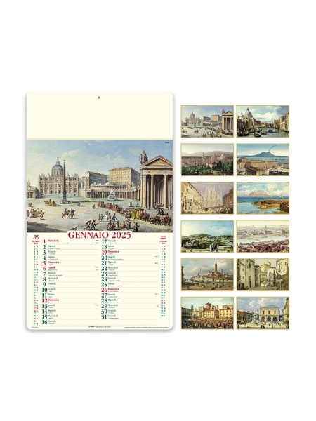 Calendari illustrati avoriati personalizzati Italia Antica 31 x 52,5 cm